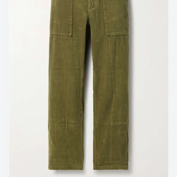 ALEX MILL Neil Cotton Corduroy Straight Leg Pants Olive Green Adjustable Waist 4 - Picture 15 of 15